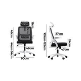 Oikiture Mesh Office Chair Fabric Seat Black&White - Side View