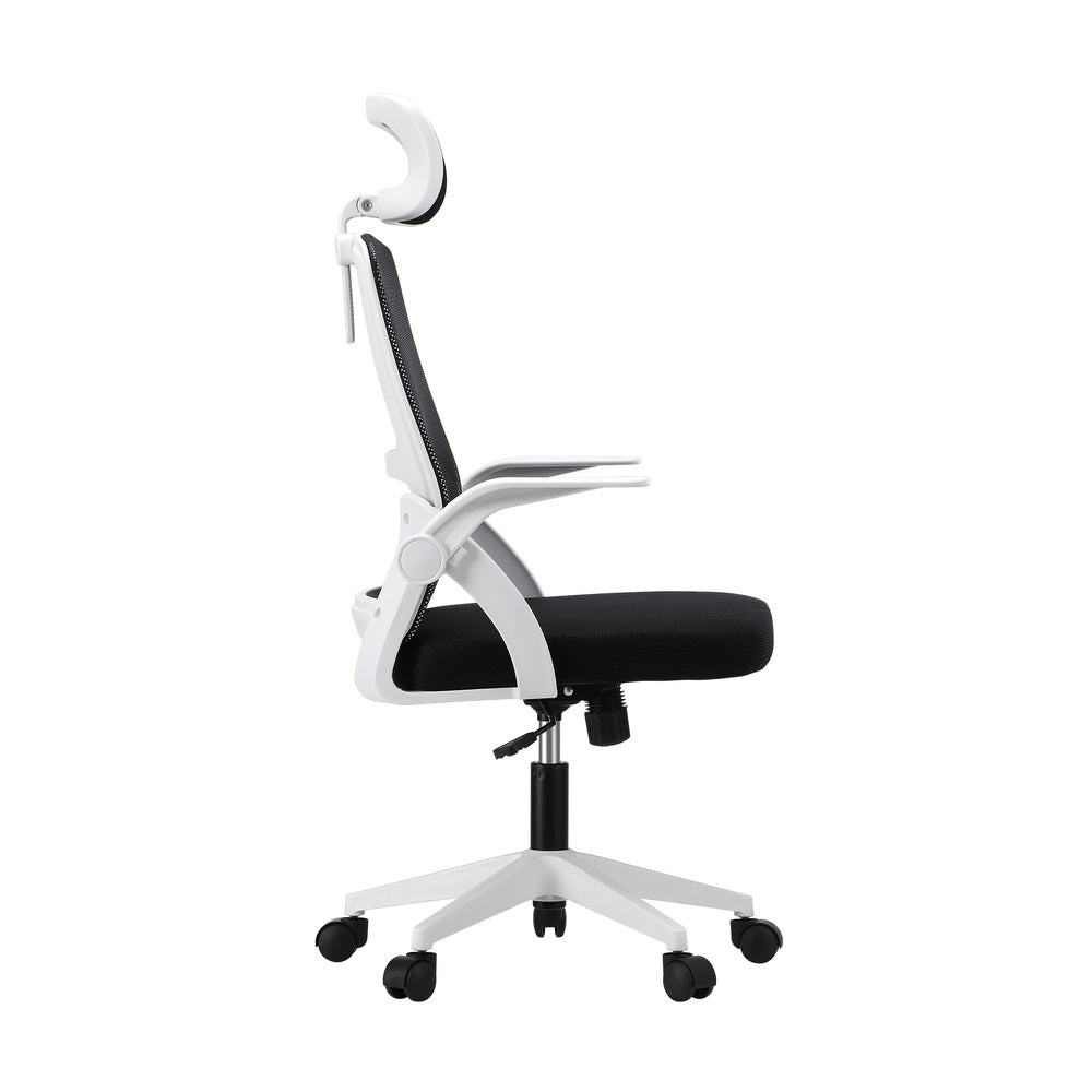 Oikiture Mesh Office Chair Fabric Seat Black&White