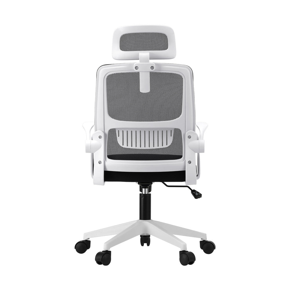 Oikiture Mesh Office Chair Fabric Seat Black&White