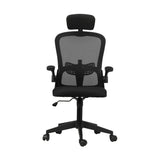 Oikiture Office Chair with Mesh Padding Headrest Armrest Black - Rear View