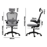 Oikiture Mesh Office Chair Executive Seat Racing Tilt BK&GY - Top-Down View