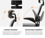 Oikiture Mesh Office Chair Executive Seat Racing Tilt BK&GY - Front View