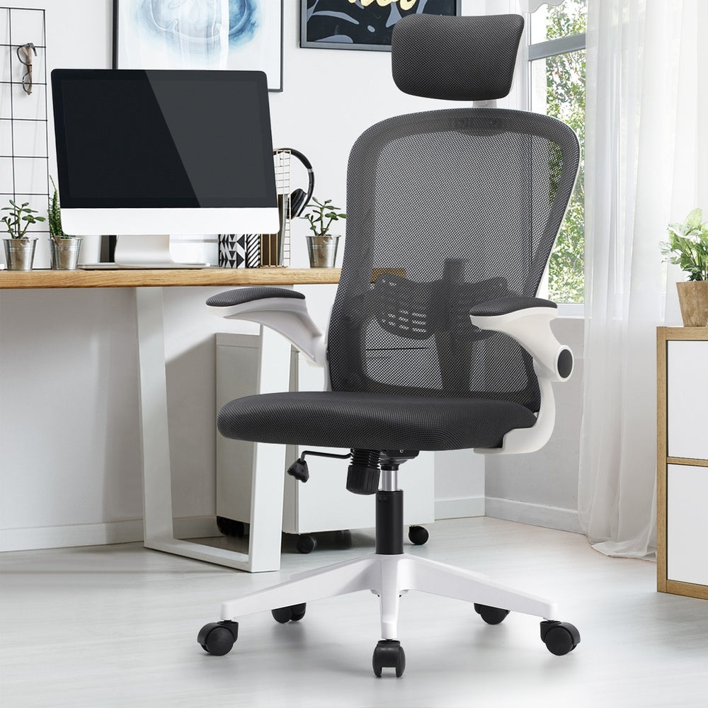 Oikiture Mesh Office Chair Executive Seat Racing Tilt DGY&WH