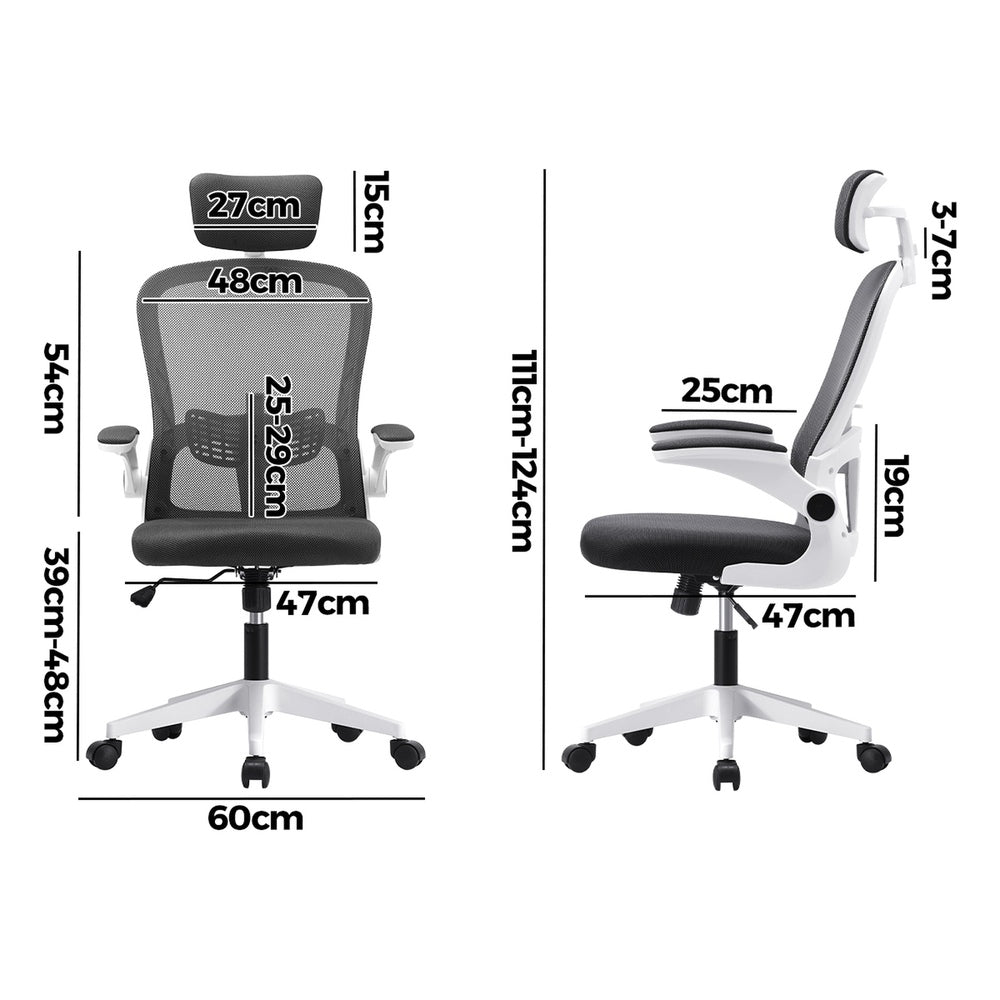 Oikiture Mesh Office Chair Executive Seat Racing Tilt DGY&WH