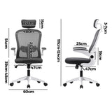 Oikiture Mesh Office Chair Executive Seat Racing Tilt DGY&WH - Low Angle