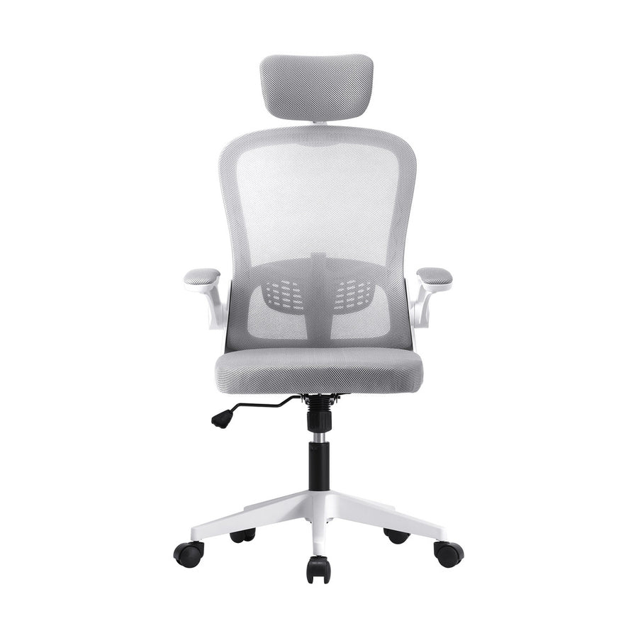 Oikiture Office Chair with Mesh Fabric Seat White, image 2