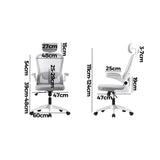 Oikiture Office Chair with Mesh Fabric Seat White - Rear View