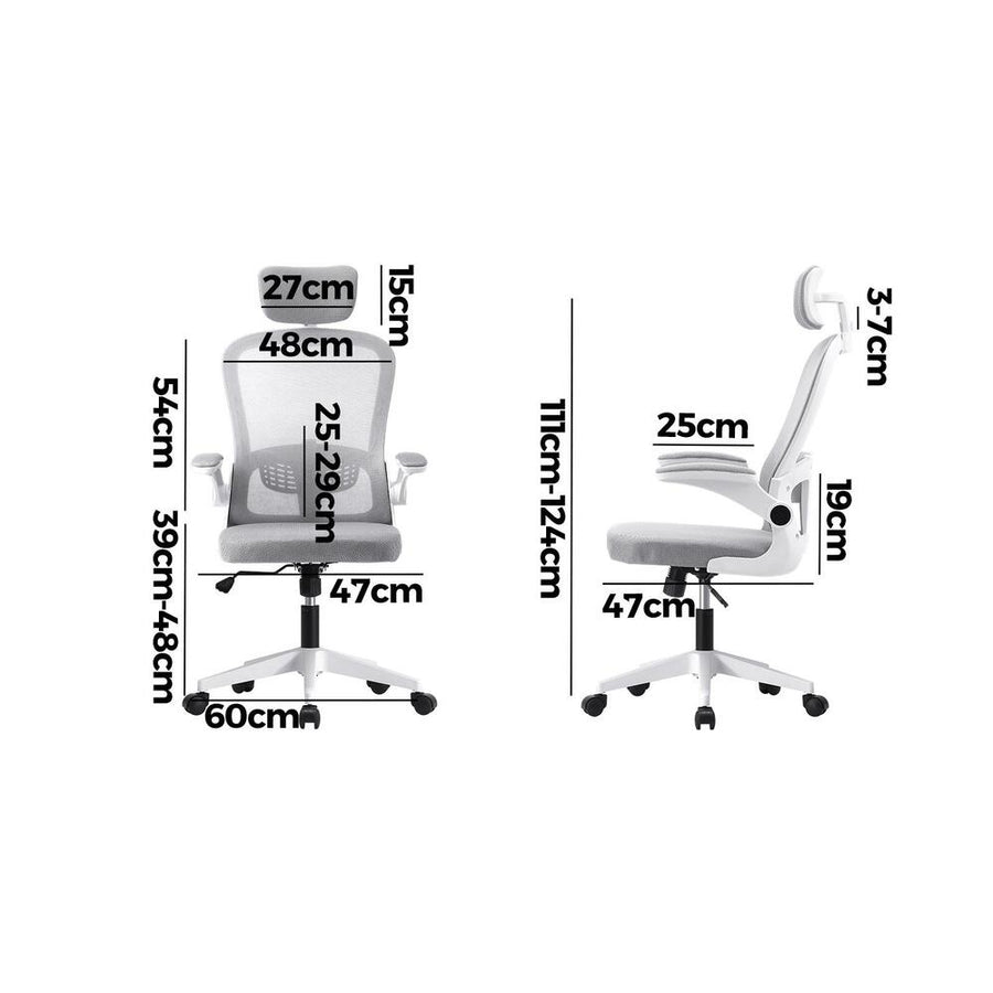 Oikiture Office Chair with Mesh Fabric Seat White, image 6