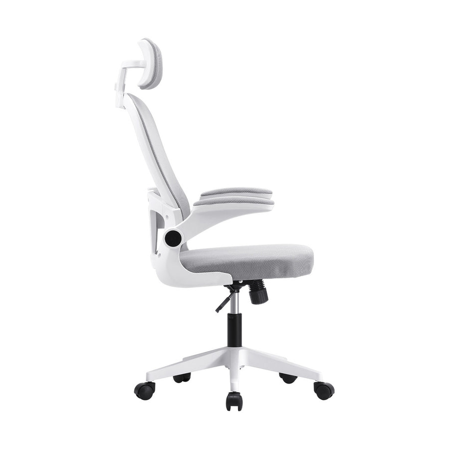 Oikiture Office Chair with Mesh Fabric Seat White, image 3