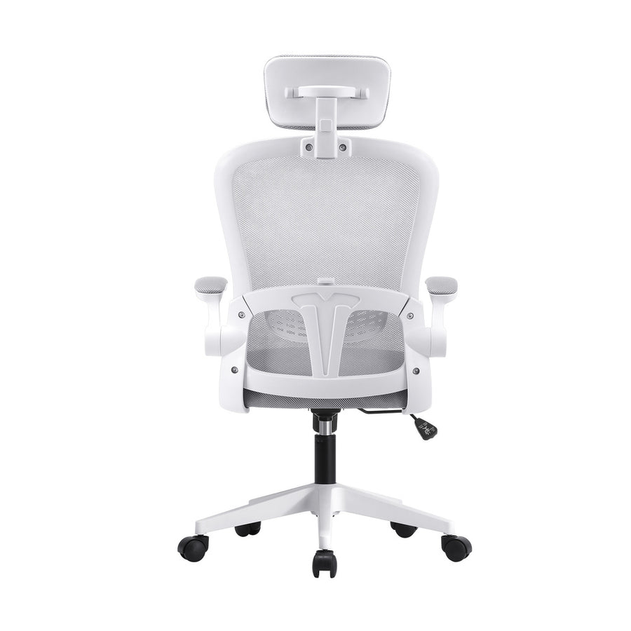 Oikiture Office Chair with Mesh Fabric Seat White, image 5