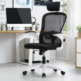 Oikiture Mesh Office Chair Fabric Seat White&Black - Close-Up Angle
