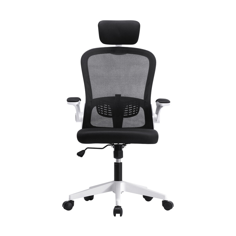 Oikiture Mesh Office Chair Fabric Seat White&Black
