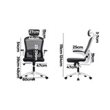 Oikiture Mesh Office Chair Fabric Seat White&Black - Front View