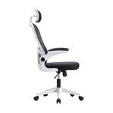 Oikiture Mesh Office Chair Fabric Seat White&Black - Rear View