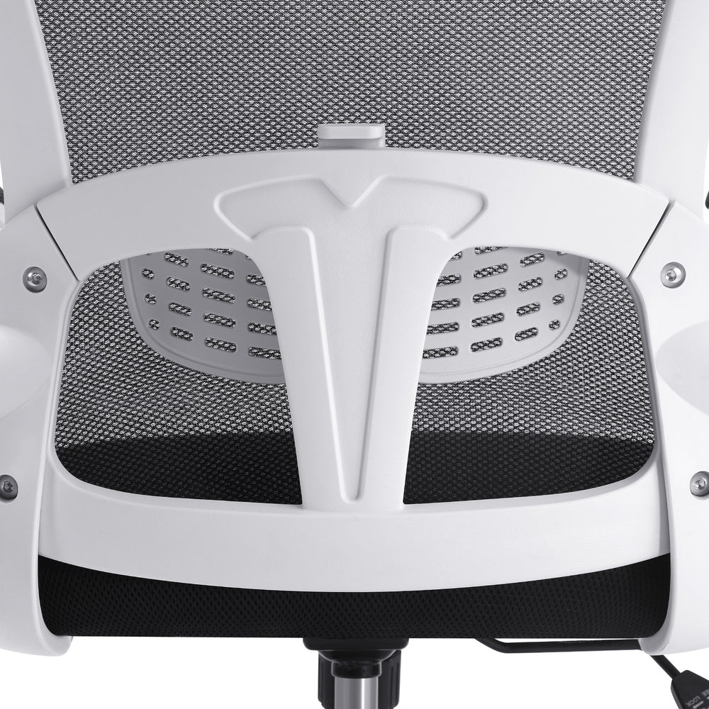 Oikiture Mesh Office Chair Fabric Seat White&Black
