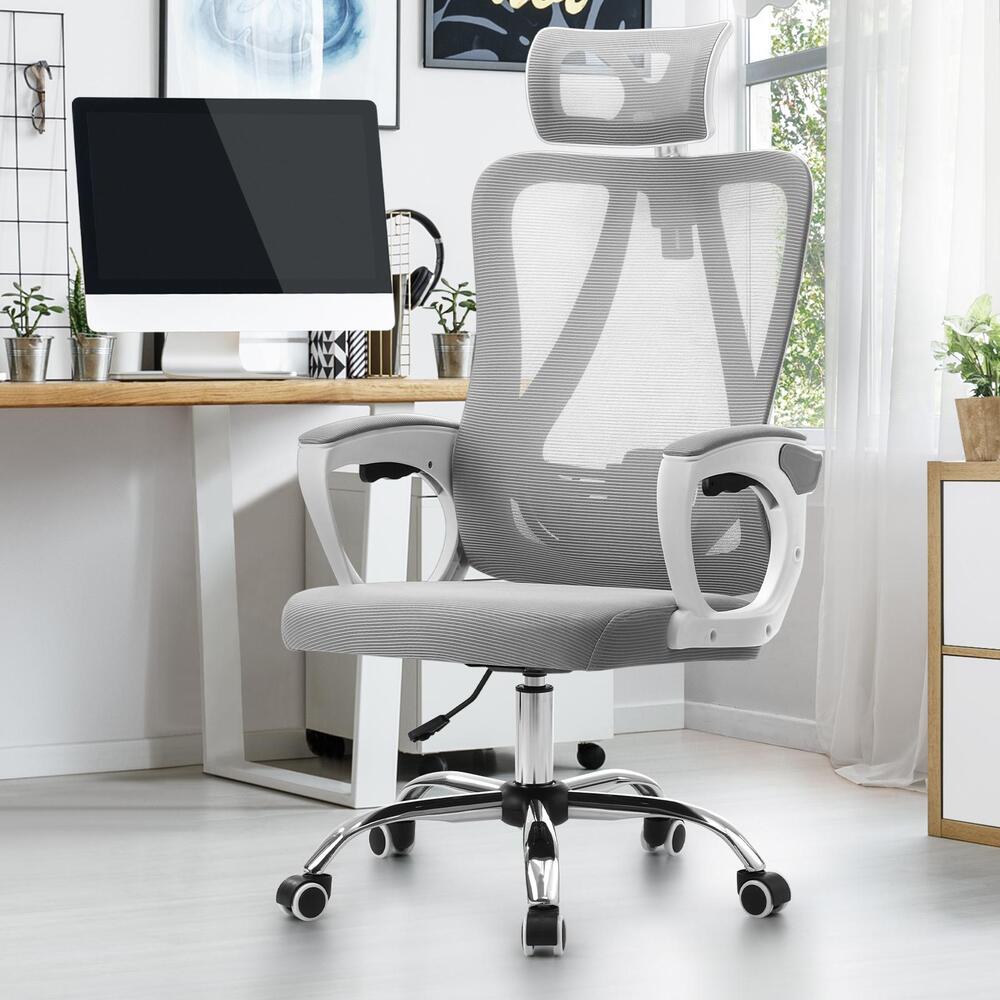 Oikiture Ergonomic Office Chair Lumbar Support White