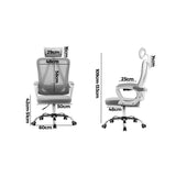 Oikiture Ergonomic Office Chair Lumbar Support White - Rear View