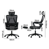 Oikiture Mesh Office Chair Adjustable Lumbar Support Black - Top-Down View