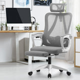 Oikiture Mesh Office Chair Adjustable Lumbar Support White - Close-Up Angle