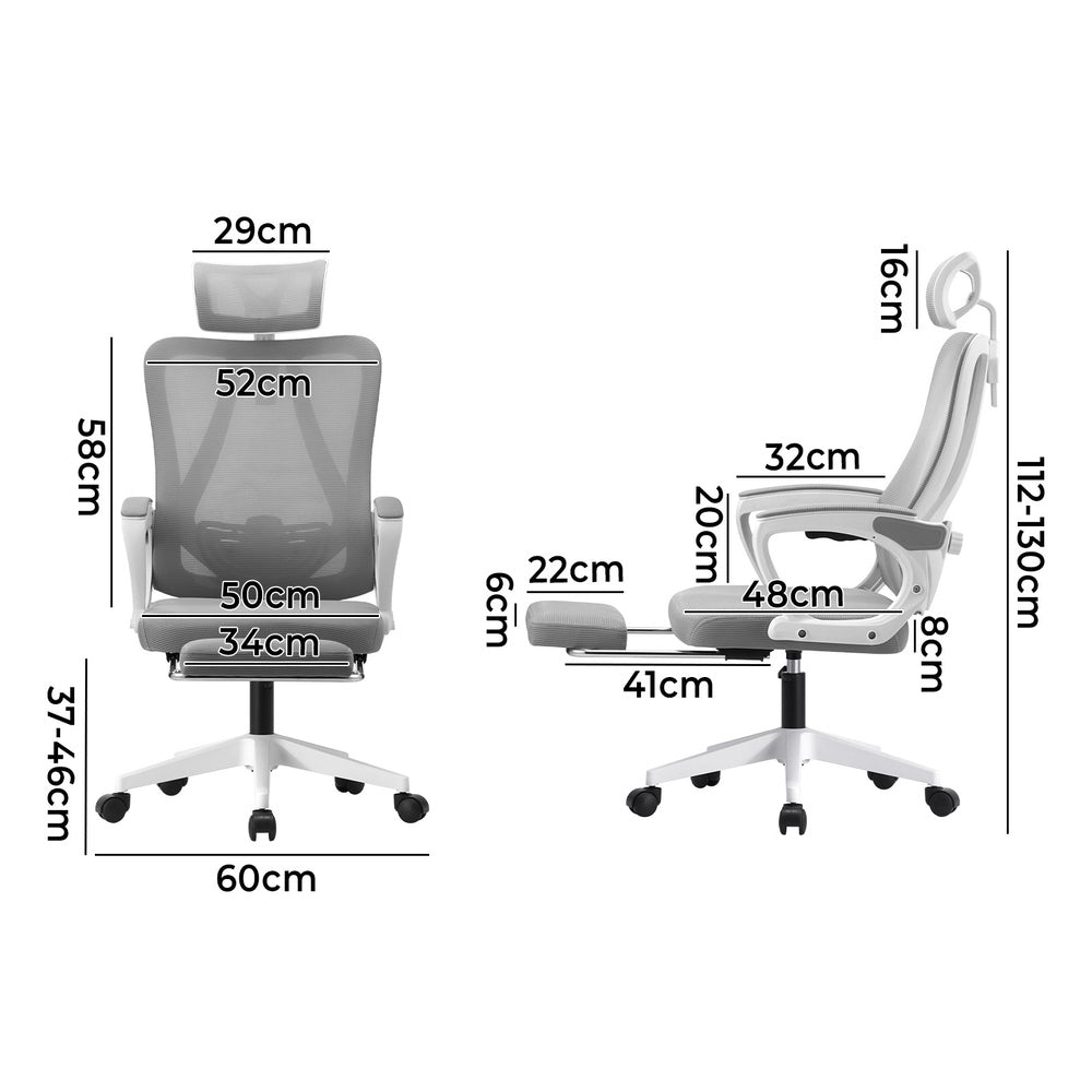 Oikiture Mesh Office Chair Adjustable Lumbar Support White