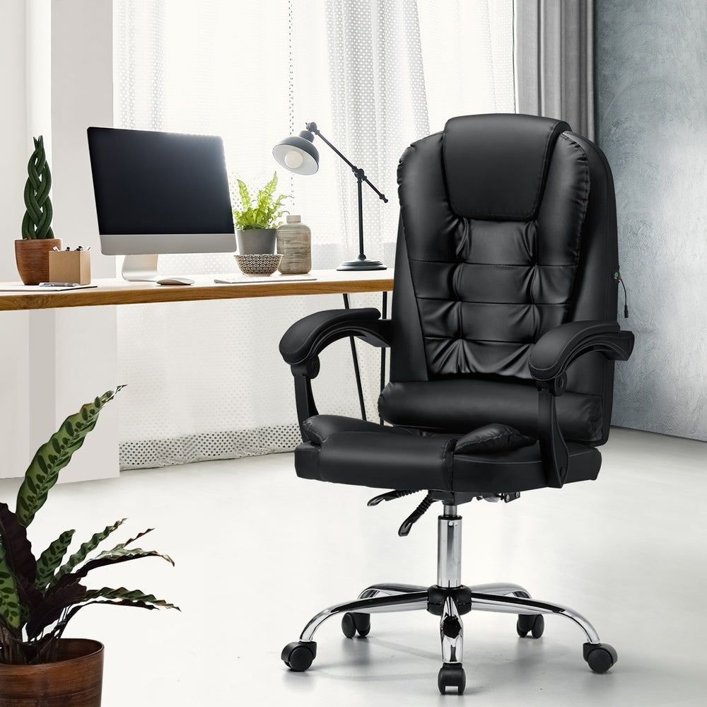 Oikiture Massage Office Chair Racing Chairs PU Leather Black