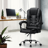 Oikiture Massage Office Chair Racing Chairs PU Leather Black - Front View