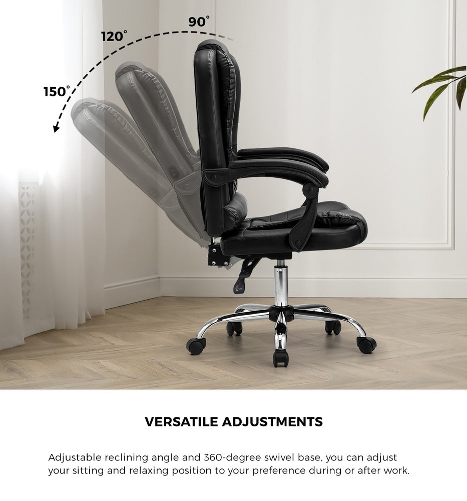 Oikiture Massage Office Chair Racing Chairs PU Leather Black