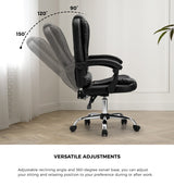 Oikiture Massage Office Chair Racing Chairs PU Leather Black - Extra Image