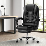 Oikiture Massage Office Chair PU Leather with Footrest Black