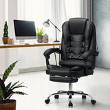 Oikiture Massage Office Chair PU Leather with Footrest Black - Extra Image