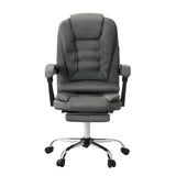 Oikiture Massage Office Chair PU Leather with Footrest Grey - Top-Down View