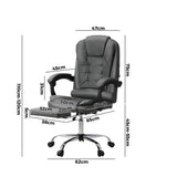 Oikiture Massage Office Chair PU Leather with Footrest Grey - Low Angle