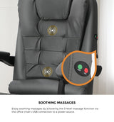 Oikiture Massage Office Chair PU Leather with Footrest Grey