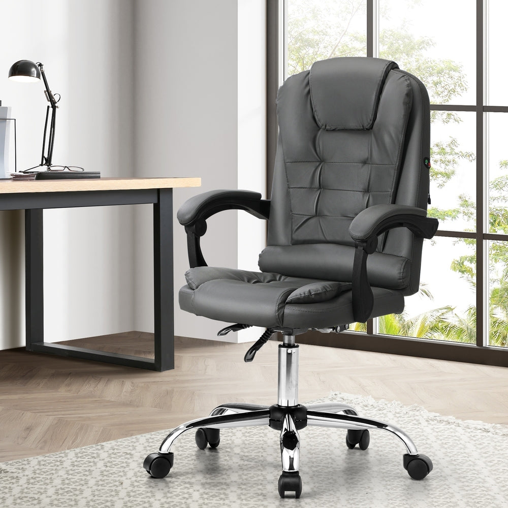 Oikiture Massage Office Chair Racing Chairs PU Leather Grey