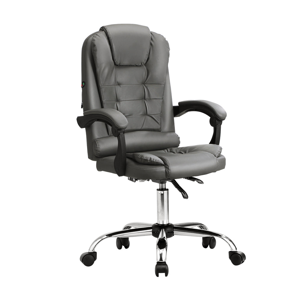 Oikiture Massage Office Chair Racing Chairs PU Leather Grey