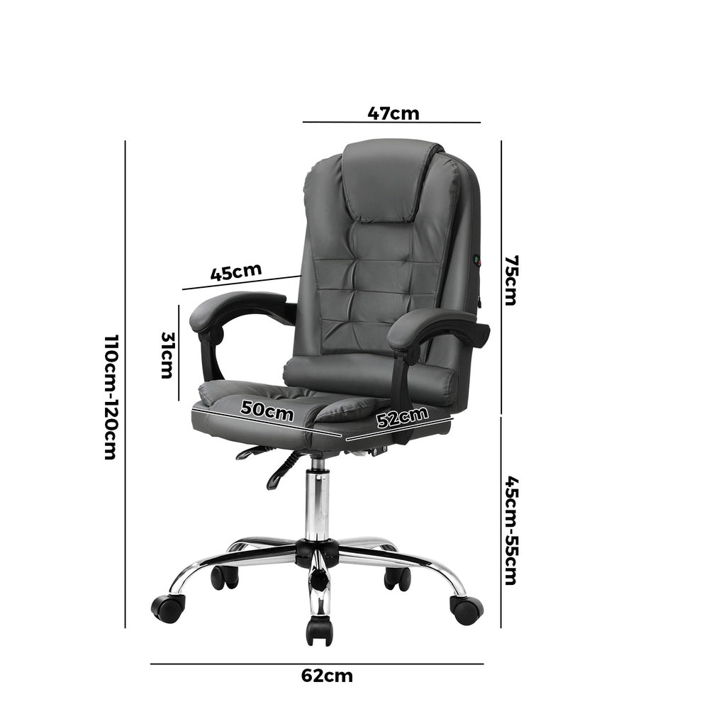 Oikiture Massage Office Chair Racing Chairs PU Leather Grey