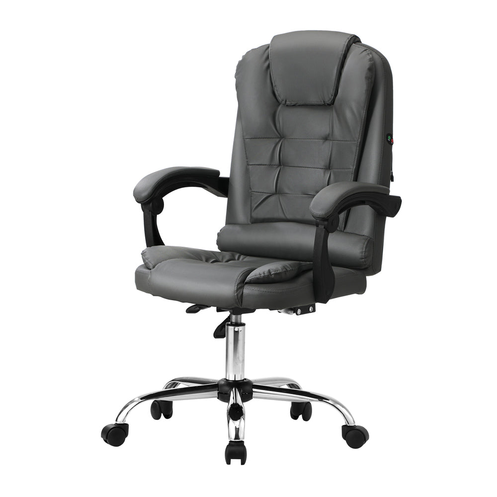 Oikiture Massage Office Chair Racing Chairs PU Leather Grey