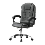 Oikiture Massage Office Chair Racing Chairs PU Leather Grey - Front View