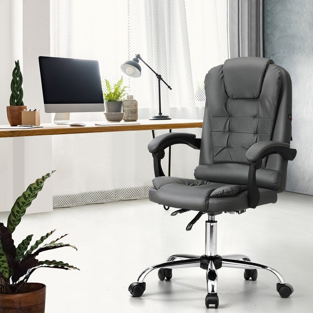Oikiture Massage Office Chair Racing Chairs PU Leather Grey