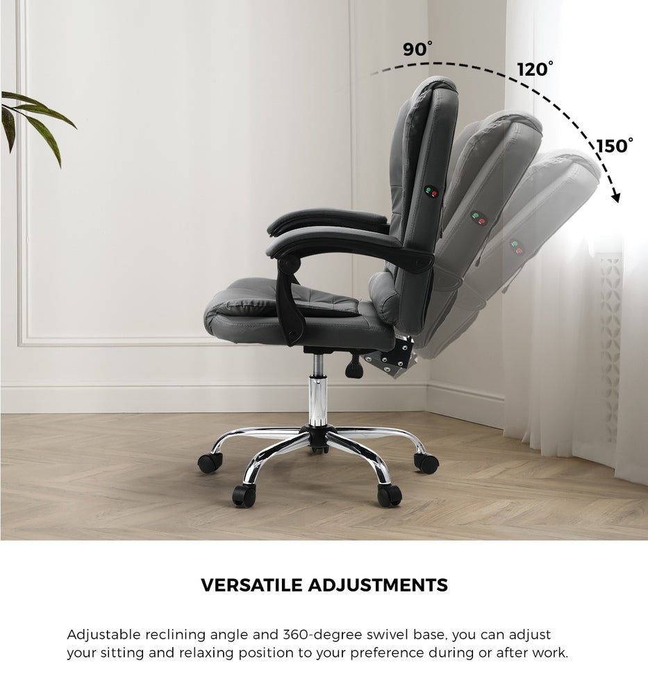 Oikiture Massage Office Chair Racing Chairs PU Leather Grey