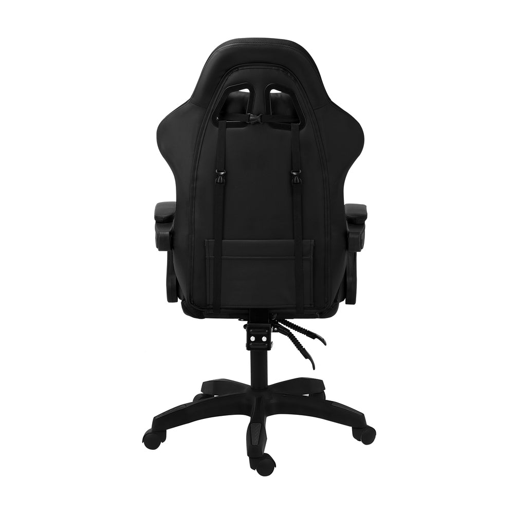 Oikiture Racing Gaming Chair 7 RGB LED 8 Points Massage Black
