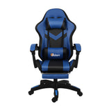 Oikiture Racing Gaming Chair 7 RGB LED 8 Points Massage Black&Blue