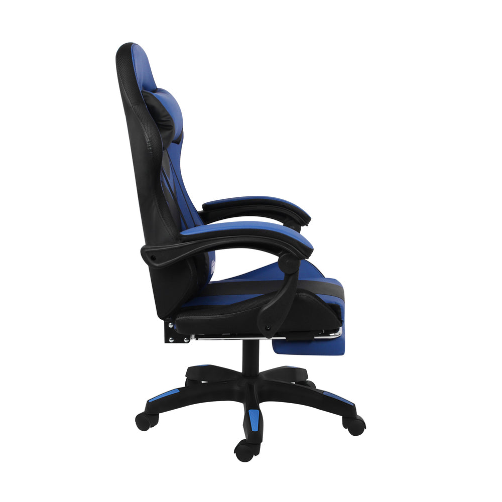 Oikiture Racing Gaming Chair 7 RGB LED 8 Points Massage Black&Blue
