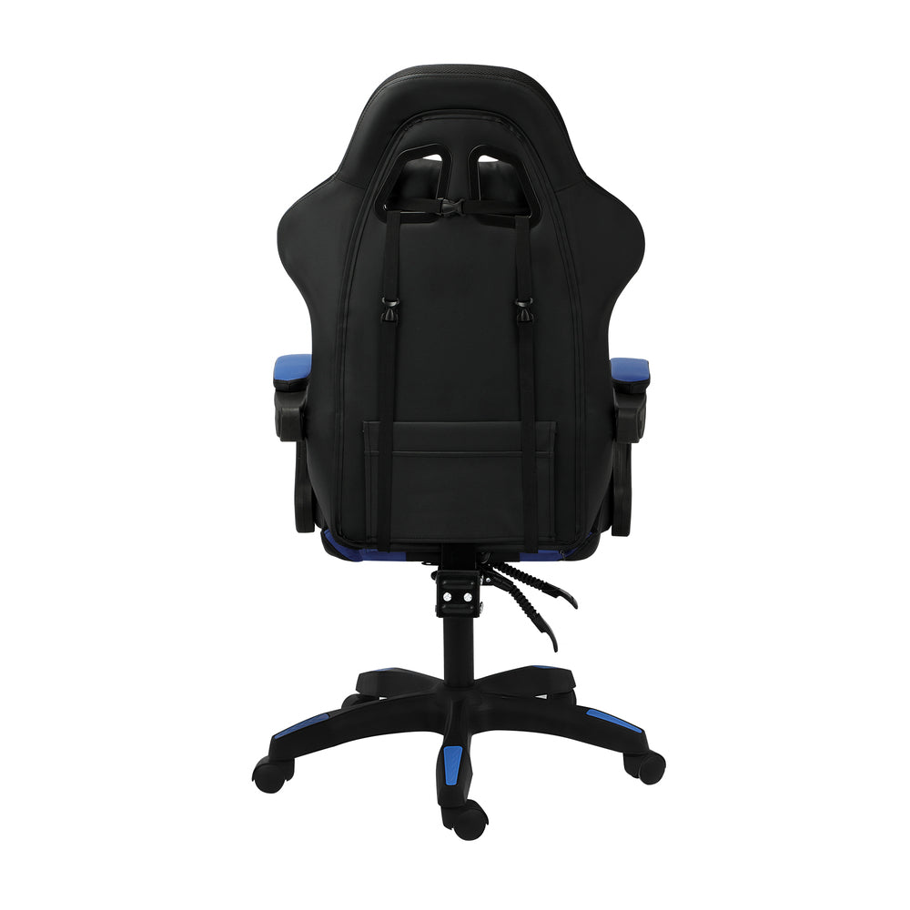 Oikiture Racing Gaming Chair 7 RGB LED 8 Points Massage Black&Blue