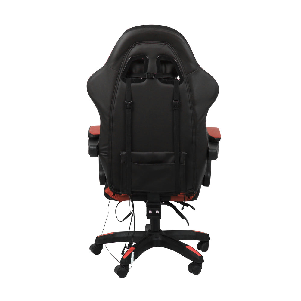 Oikiture Racing Gaming Chair 7 RGB LED 8 Points Massage Black&Red