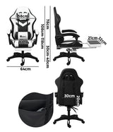 Oikiture Racing Gaming Chair 7 RGB LED 8 Points Massage Black&White - Top-Down View