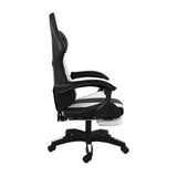 Oikiture Racing Gaming Chair 7 RGB LED 8 Points Massage Black&White