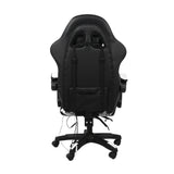 Oikiture Racing Gaming Chair 7 RGB LED 8 Points Massage Black&White