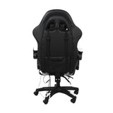 Oikiture Racing Gaming Chair 7 RGB LED 8 Points Massage Black&White - 45-Degree Angle