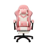 Oikiture Racing Gaming Chair 7 RGB LED 8 Points Massage Pink&White - Top-Down View